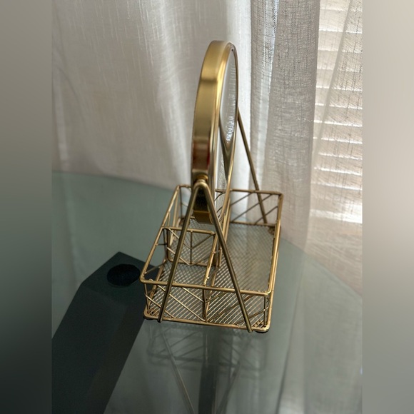 Antique Gold Vanity Mirror with Storage - Picture 3 of 3